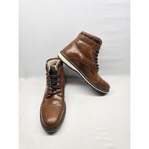 Franco Fortini Blake Men’s 10.5 Cognac Quilted Collar Fur Lined Ankle Boots